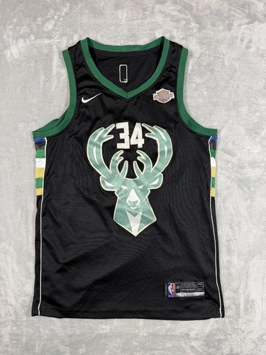 Nike Giannis Antetokounmpo #34 Milwaukee Bucks Swingman Jersey Black Mens Sz 48 