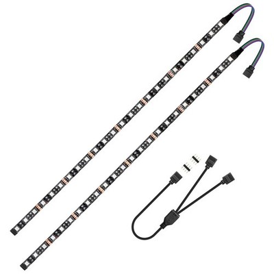 Vrabocry LED RGB PC Light Strip 2PCs 19.7in 12V GRB 2PCS, Multicolor 