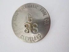 Vintage Chicago Pneumatic tool co.  G38 Cleveland Employee ID Badge Pin