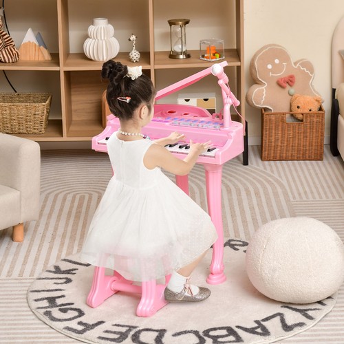 31 Keys Kids Piano Keyboard Toy Toddler Musical Instrument w/ Microphone & Stool - Picture 3 of 8