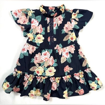 Janie And Jack Baby Floral Ruffle Dress 6-12 Months Vintage Inspired Garden