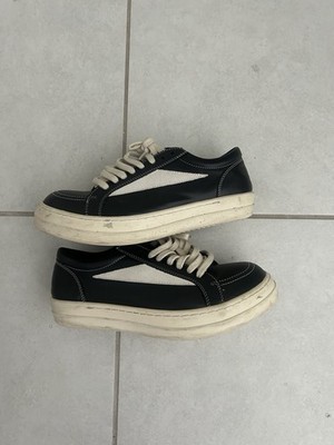 Rick Owens Vintage Sneaks Black White Cowhide Men's Casual Sneakers Size 43