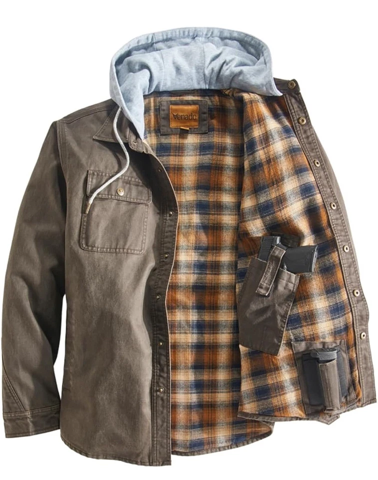 Nuevo abrigo de transporte oculto Venado para hombre - Chaqueta forrada de franela con capucha 3XL Foto 2 de 4