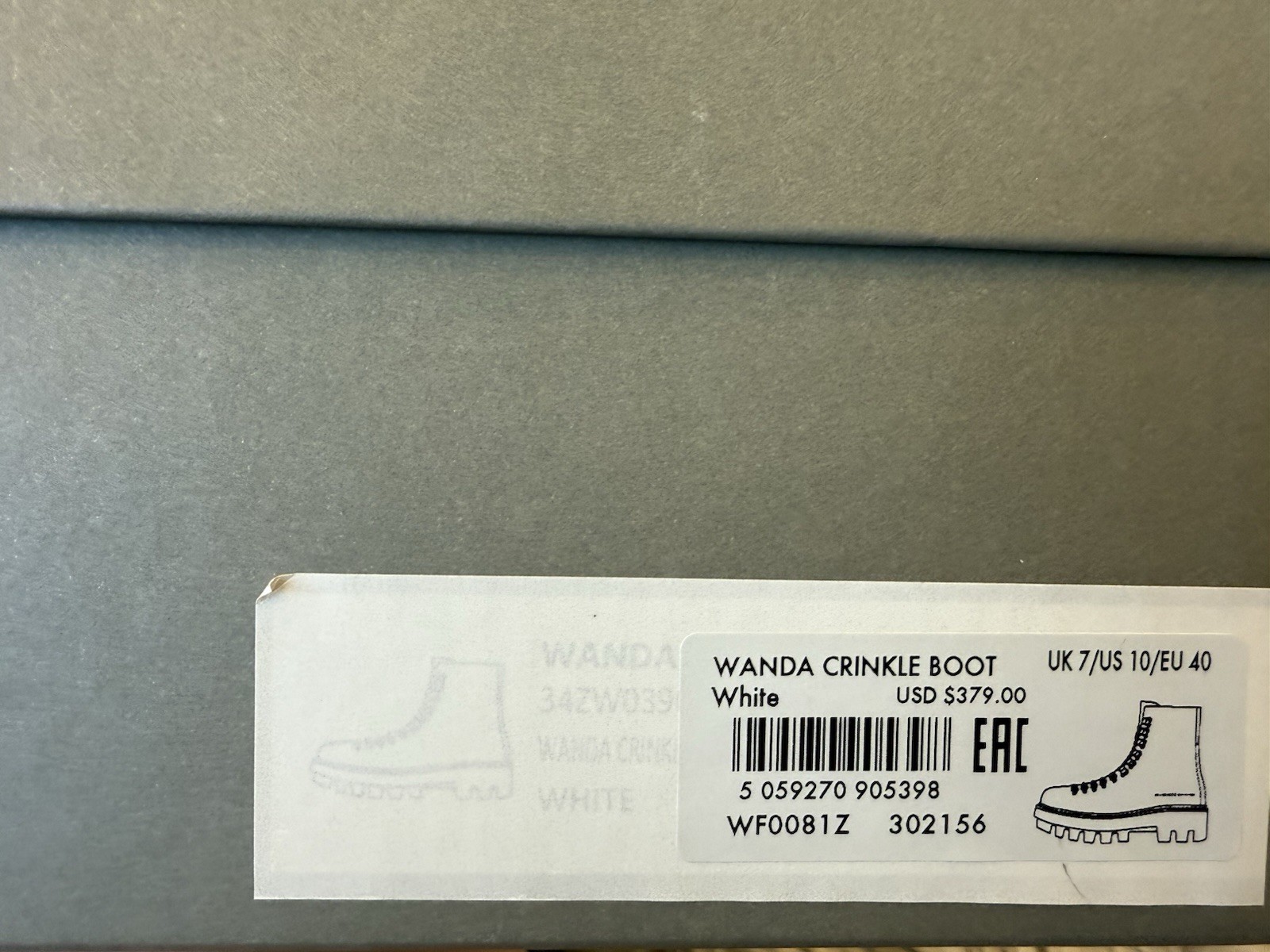 All Saints  Womens Wanda Crinkle Boot White Leather Ankle  Size 40 image 2