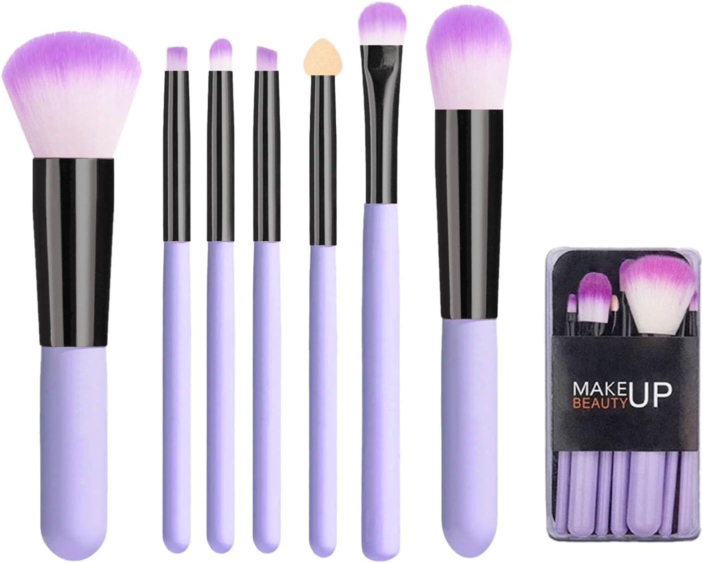 Makeup Brushes Purple, 7 PCS Brush Set for Blush Eye Shadow, Make up Blending Br