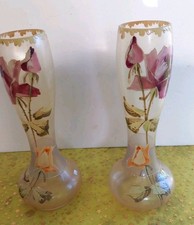 Magnifique ancienne paire de  vase décor floral , hauteur 375mm, legras,.?