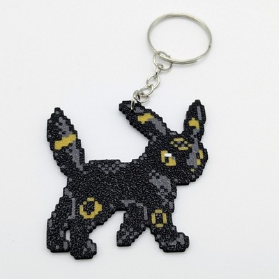 Umbreon - Pokemon Keychain Pixel Art Retro Sprite Keyring - Silver 