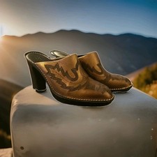 Donald J Pliner Women's Bozza Leather Mule Clog Heel 7M Bronze Metallic Italy
