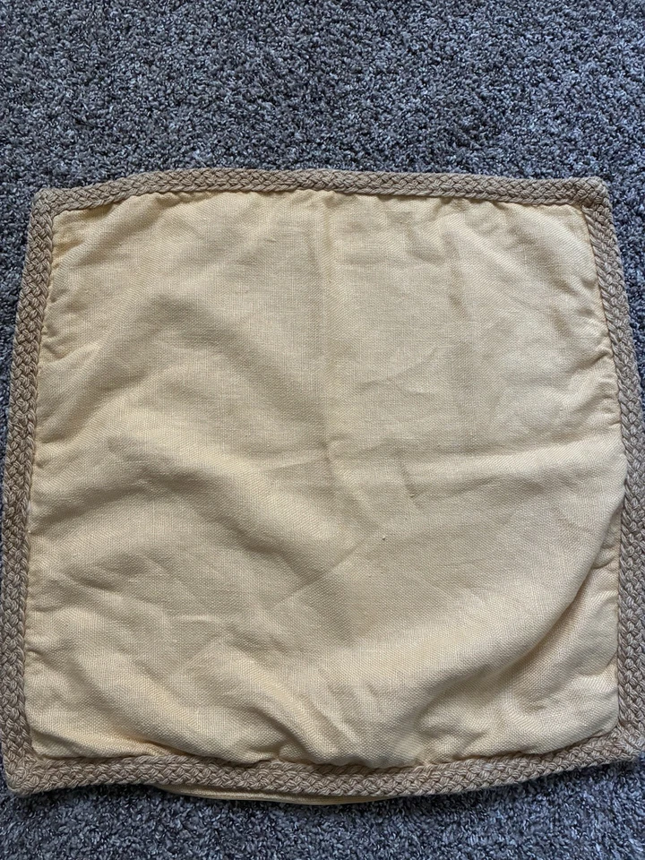 POTTERY BARN SET OF 2 Throw Pillow Cover Jute Braid YELLOW 20x20” - Image 2 of 4