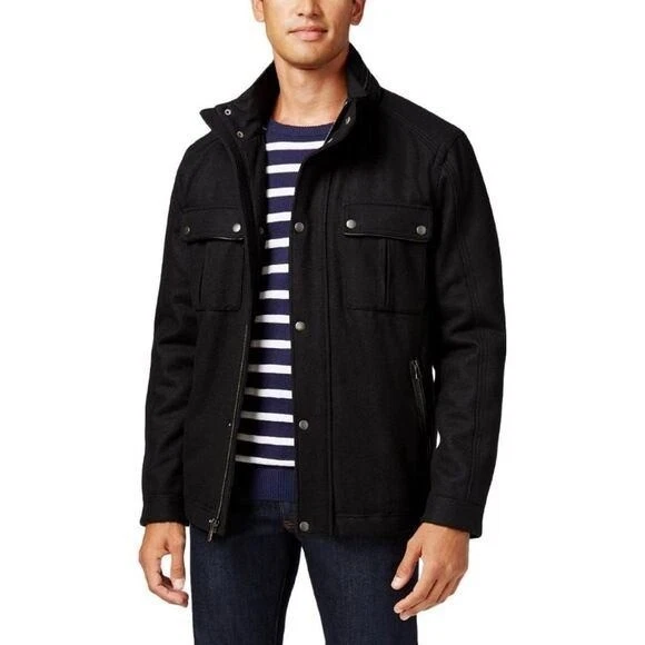 Мужская военная куртка Cole Haan Milton Цвет черный Шерстяная смесь Размер XL - Изображение 2 из 4