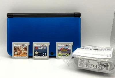 Nintendo 3DS XL Handheld-Spielkonsole - Blau I 3 Spiele I Ladekabel I Pen I 4GB - Bild 1 von 4