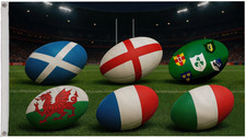 Rugby 6 Six Nations Polyester 5'x3' Flag