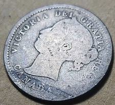 1871 Canada Silver 10 Cents - Queen Victoria Dime Semi-Key Date - Circulated G-4