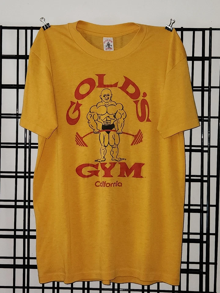 Camiseta amarilla rara GG Tag vintage años 70 80 Gold’s Gym California talla M Foto 3 de 4