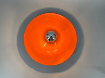 * SPACE AGE DESIGN DISCUS WALL CEILING LIGHT HONSEL ORANGE 60s 70s