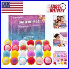 Aromatherapy Bath Bomb Set for Relaxation - 24 Natural Handmade Bombs Collection