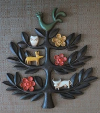 Vintage Homco Tree of Life Wall Plaque 4770B MCM Folk Art 1963 Made in USA