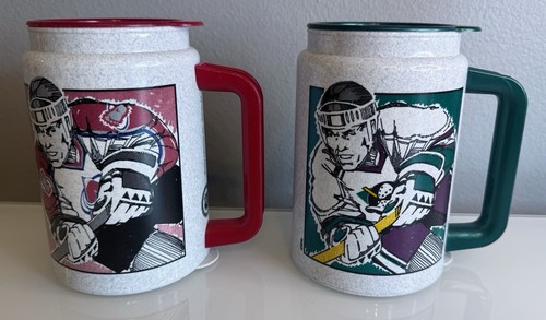 Whirley Lot of 2 Vintage 90s NHL Travel Mugs – Avalanche & Mighty Ducks 14 oz - Bild 2 von 6