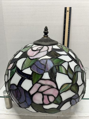 Lámpara Floral Estilo Tiffany Vitral Pantalla Flores Diseños 12"x12" X 8.5" - Imagen 5 de 14