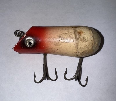 VINTAGE SHAKESPEARE SWIMMING MOUSE WOOD FISHING LURE Red Head White Body |  eBay