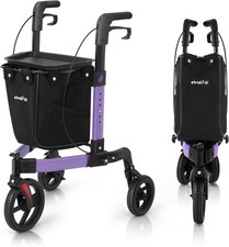 Rollator Walker All Terrain 10  Front 3 Wheel w/ Tray Large Storage Bag Foldable