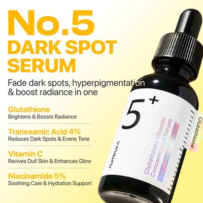 numbuzin - no.5 glutathione txa advanced dark spot ampoule concentrate Amazon.com: numbuzin No.5 Glutathione TXA Dark Spot Ampoule, Targeted Tone  Care Concentrate for Dark Spots & Uneven Skin, Tranexamic Acid,  Niacinamide, Vitamin Tree Water, Korean Skincare, 10.7g : Beauty & Personal  Care main image 0