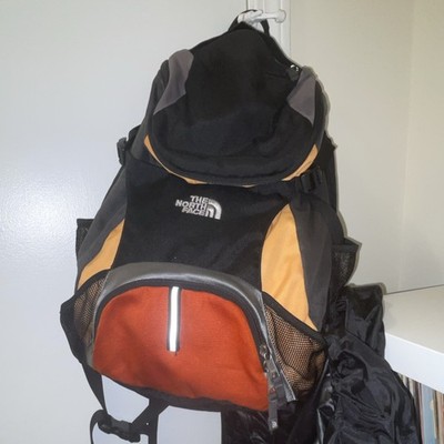 The North Face Hiking Backpack Black Orange Gray Nylon Zip Buckle