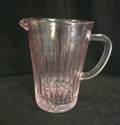 Vintage Depression Glass Pink Ribbed Beverage Pitcher 4 Cups. Beautiful EVC
