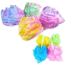 12 Lot Bath Shower Puff Sponges Loofah Mesh Brush Ball Body Scrubber Exfoliating