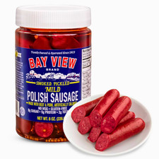 Bay View Smoked Pickled Polish Sausage Mild 8oz | Gluten Free No MSG