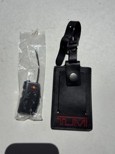 Tumi Luggage Tag Black with Red Logo Leather & Combination Lock Matching