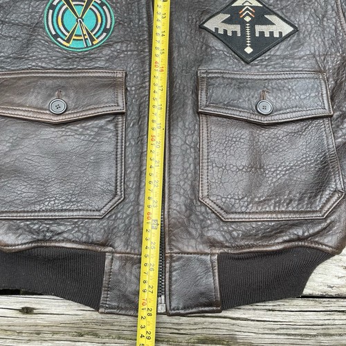 VTG Avirex Top Gun G-1 Native American Yuma Lined Aviator Leather Jacket M - Picture 4 of 18