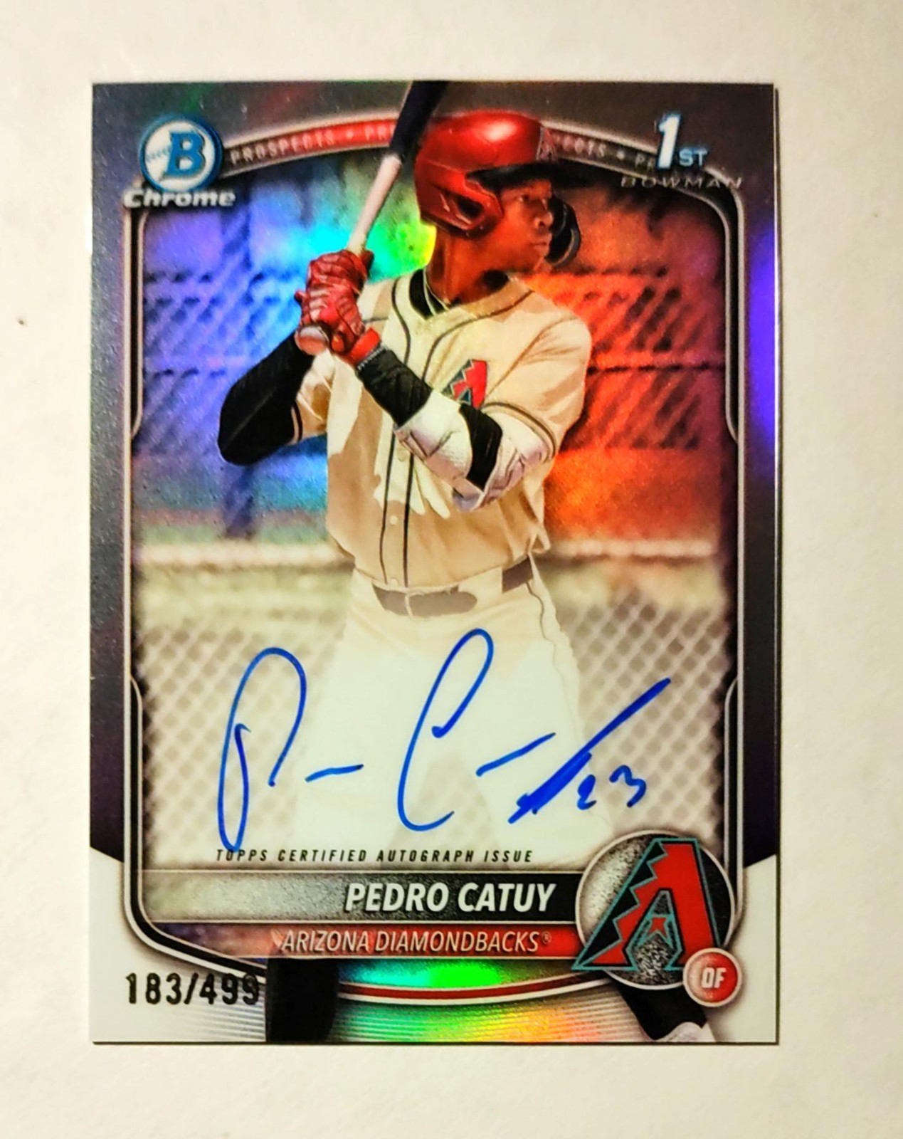 Pedro Catuy 2025 1st Bowman Chrome AUTO REFRACTOR 183/499 Diamondbacks RC z37