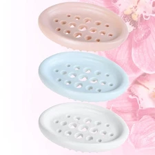 3 Pcs Silicone Soap Tray Bathroom Soap Draining Holder Soap Dish Hollow Out