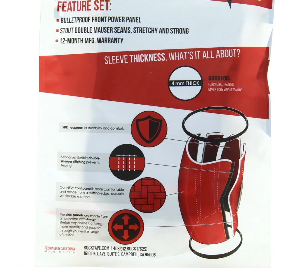 Mangas de codo Rocktape Assassins, soporte de estabilidad de protección 4 mm negro, paquete de 2 Foto 3 de 3