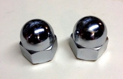 2 CHROME PLATED STEEL ACORN NUTS 14mm M14 chopper bobber cafe cb750 star xs650