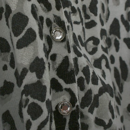 White House Black Market Leopard Metallic LongSleeve Rhinestone Cardigan M - Picture 6 of 10