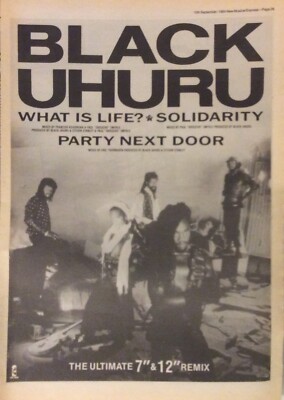 BLACK UHURU - VINTAGE PRESS POSTER ADVERT - WHAT IS LIFE? - 1984