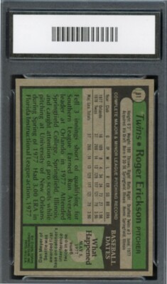 1979 Topps Roger Erickson #81 GMA Graded 8 NM-MT Minnesota Twins
