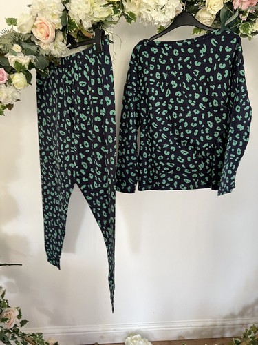 Joules Dreamley Pigiama Donna Pigiama Set Taglia S Stampa Leopardata Ape Navy NUOVO OH22 - Foto 14 di 16