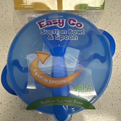 Nuby Bowl Lid Spoon Easy Go Feeding Kit 6+ mo BPA Free Pink Blue Gr New - Picture 15 of 17