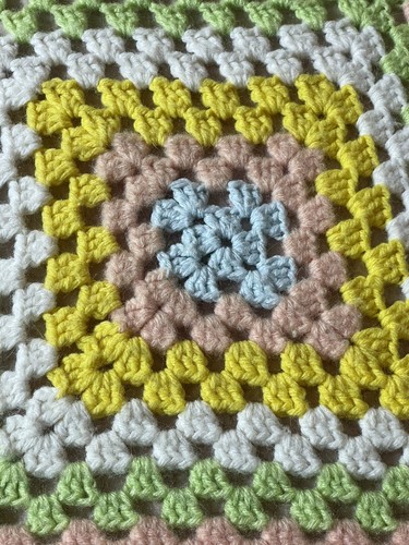 Granny Square Colorful Crochet Afghan Handmade Blanket 60” X 45” - Picture 5 of 8