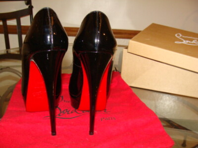 CHRISTIAN LOUBOUTIN LADY PEEP 150 PATENT CALF HEELS BLACK CHRISTIAN LOUBOUTIN LADY PEEP 150 PATENT CALF HEELS BLACK