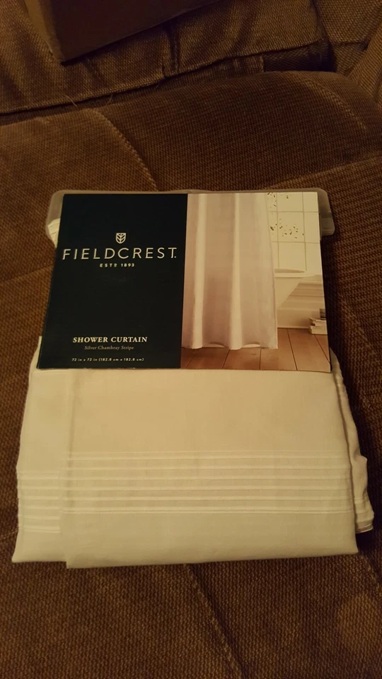 Fieldcrest, Silver Chambray Stripe Shower Curtain 72x72 - Image 2 of 4