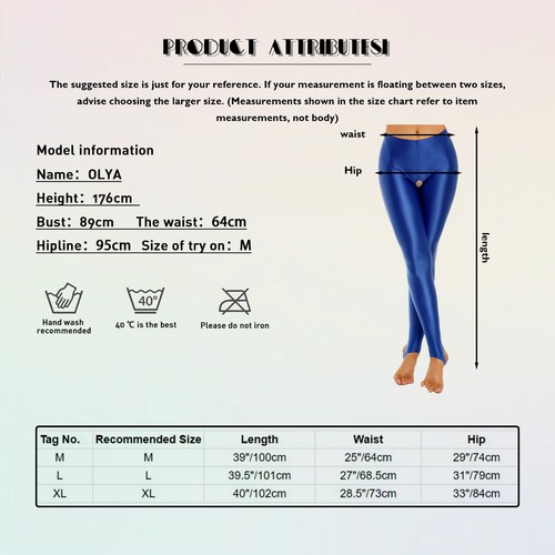 Sexy Women's Shiny Crotchless Tights Glossy Yoga Fitness Dance Pants Shapewear - Picture 33 of 94