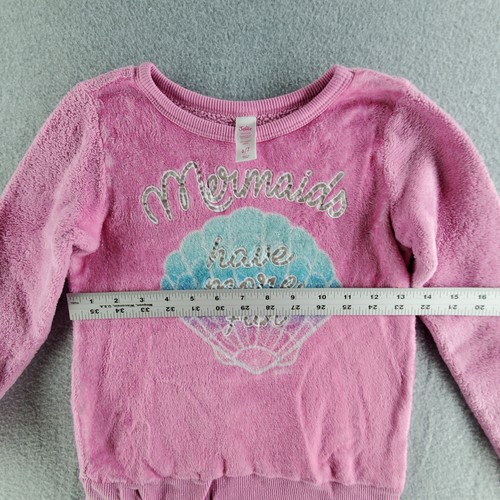 Justice Pink Mermaids Have More Fun Long Sleeve Fuzzy Fleece Pullover Size 6/7 - Picture 5 of 7