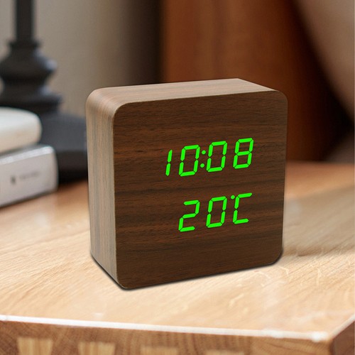 Voice-controlled LED Digital Alarm Clocks Radio-wave Atomic Clock W/Temperature - Picture 2 of 20