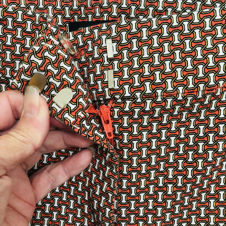 Pantalones geométricos Ann Taylor calce curvilíneo para mujer talla 8 tobillo mezcla de algodón carrera Foto 2 de 4