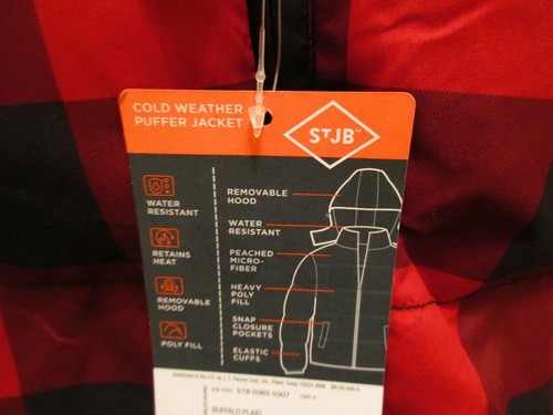 St. John's Bay Cold Weather Puffer Jacket Coat Detachable Hood Plaid Buffalo XXL - Picture 4 of 4