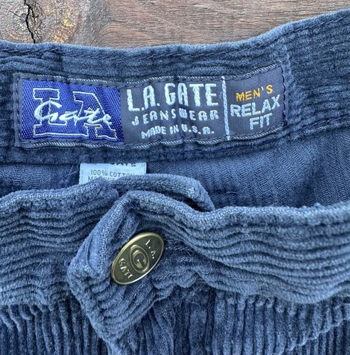 Vtg Y2K Jnco Style LA GATE Wide Baggy Corduroy Jeans Skate Grunge Hip Hop *42 - Picture 7 of 8
